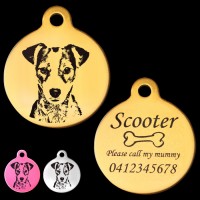 Jack Russell Terrier Engraved 31mm Large Round Pet Dog ID Tag